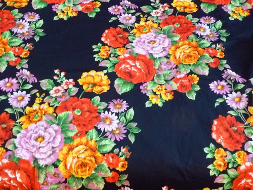 Vintage 70er blumen stoff - blumen, rest
