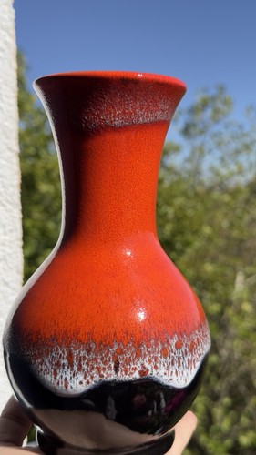 Intage keramik vase orange - vase,