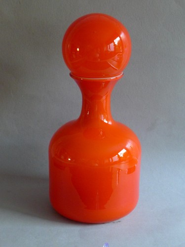 70er jahre orange glasflasche - orange,