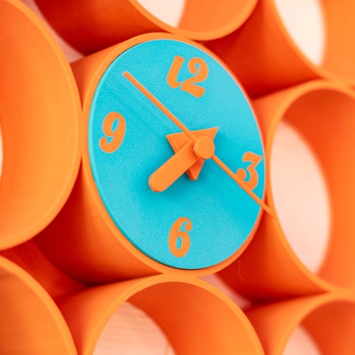 Wanduhr türkis orange - orange, rund