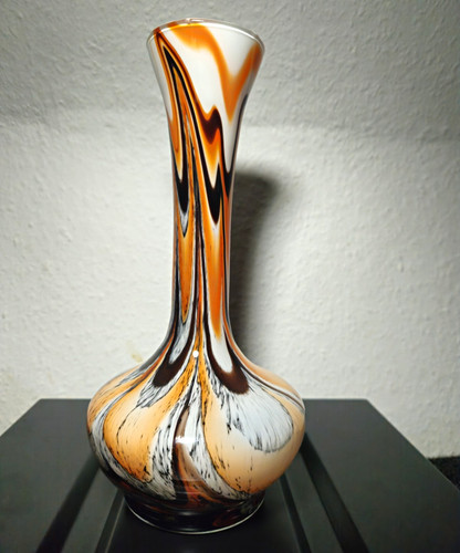 Vintage vase orange weiß - vintage, orange/weiß